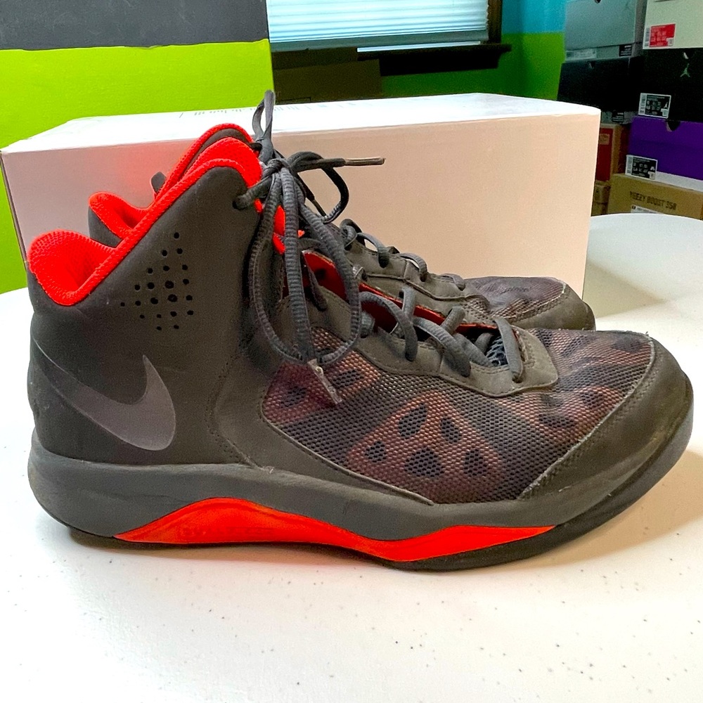 Nike Air Mens Size 9 Grey High Top Mesh Sneakers Basketball Shoes